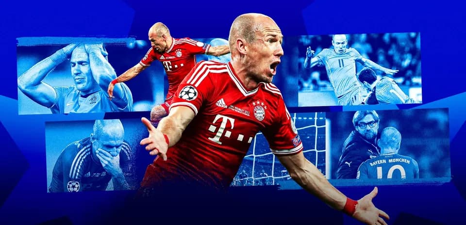 Arjen Robben celebrating goal with Bayern Müniхen jersey