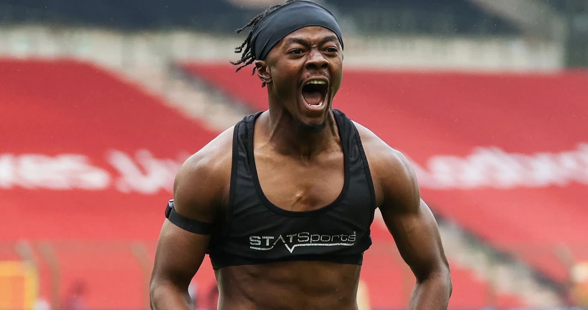 Athlete celebrating during training session at stadium
