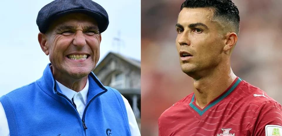 Two sports figures: golfer and footballer side by side