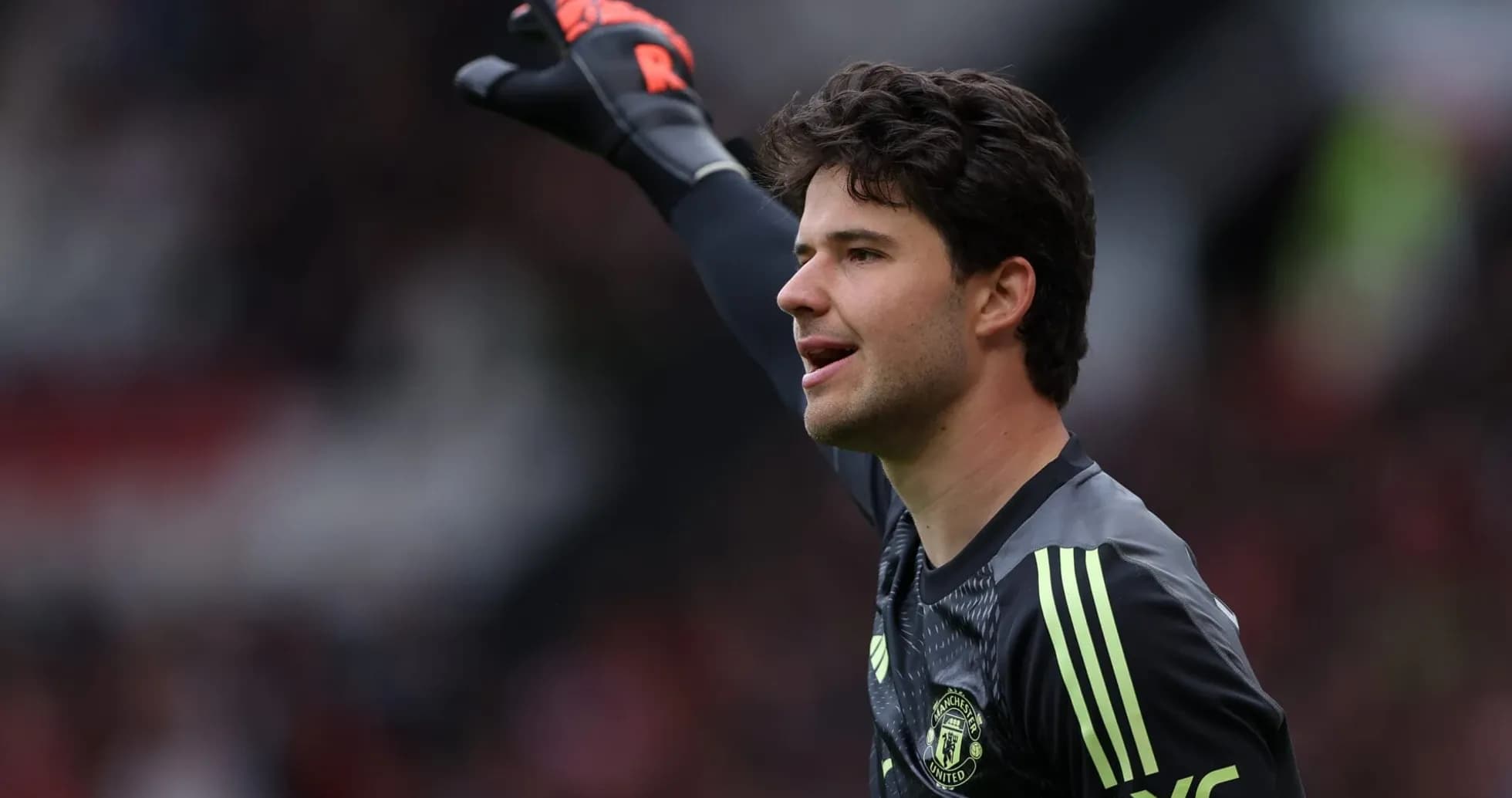 Goalkeeper directing play during Manchester United match Goalkeeper directing play during Manchester United match