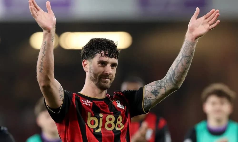 Bournemouth player waving to fans after match Bournemouth player waving to fans after match