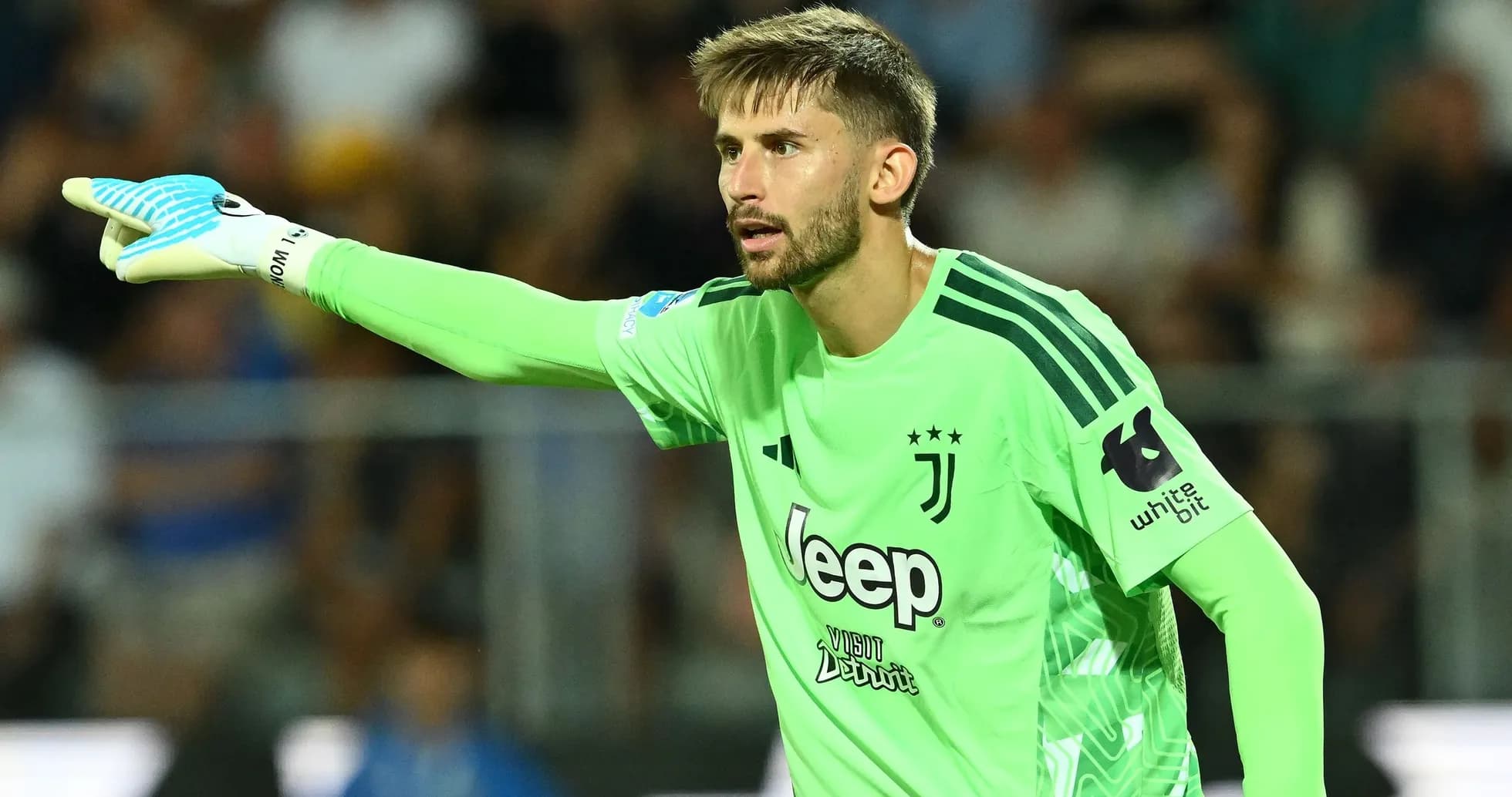 Juventus goalkeeper directing teammates during match Juventus goalkeeper directing teammates during match