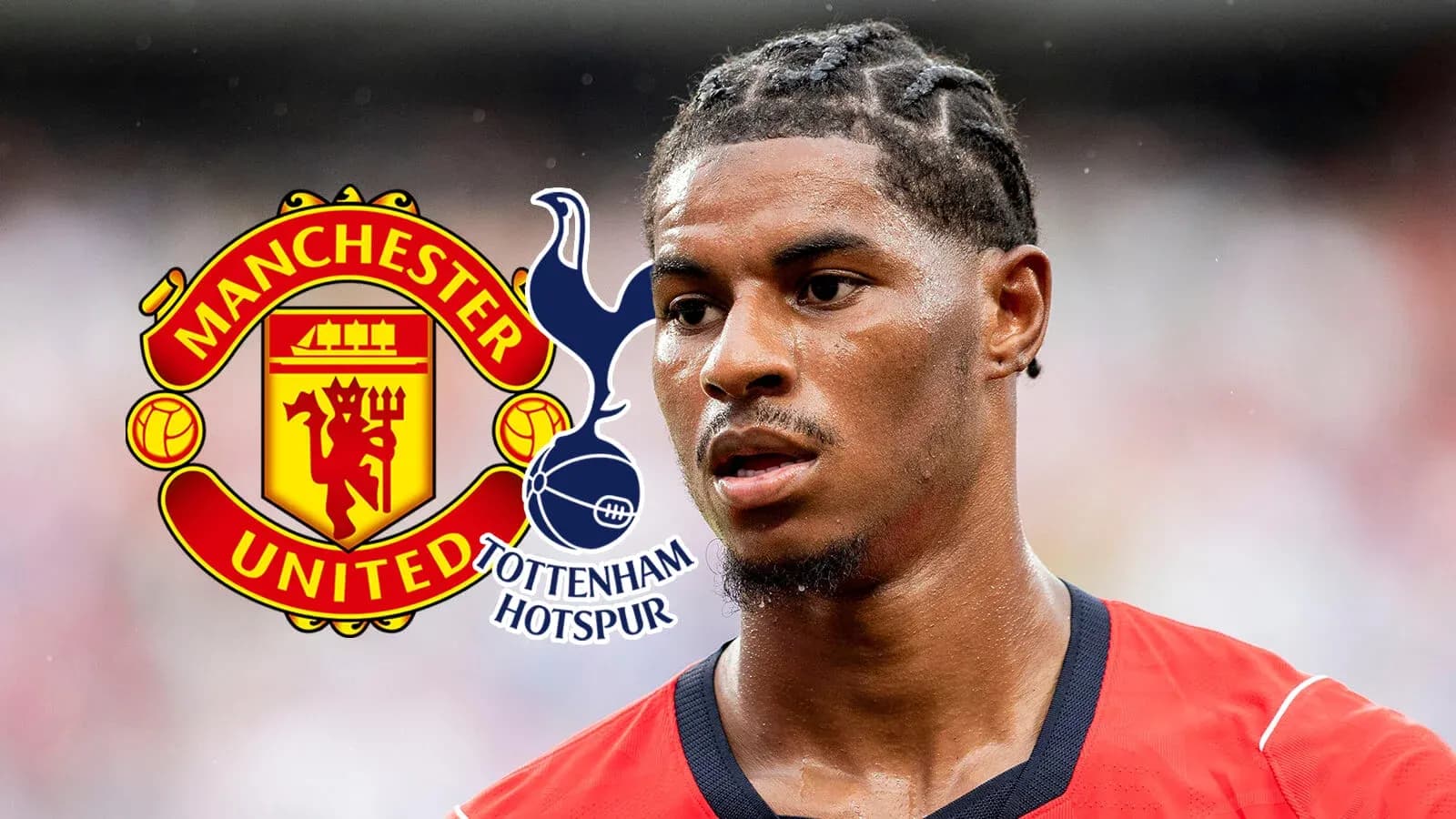 Futbolçu, Manchester United və Tottenham logoları ilə Futbolçu, Manchester United və Tottenham logoları ilə
