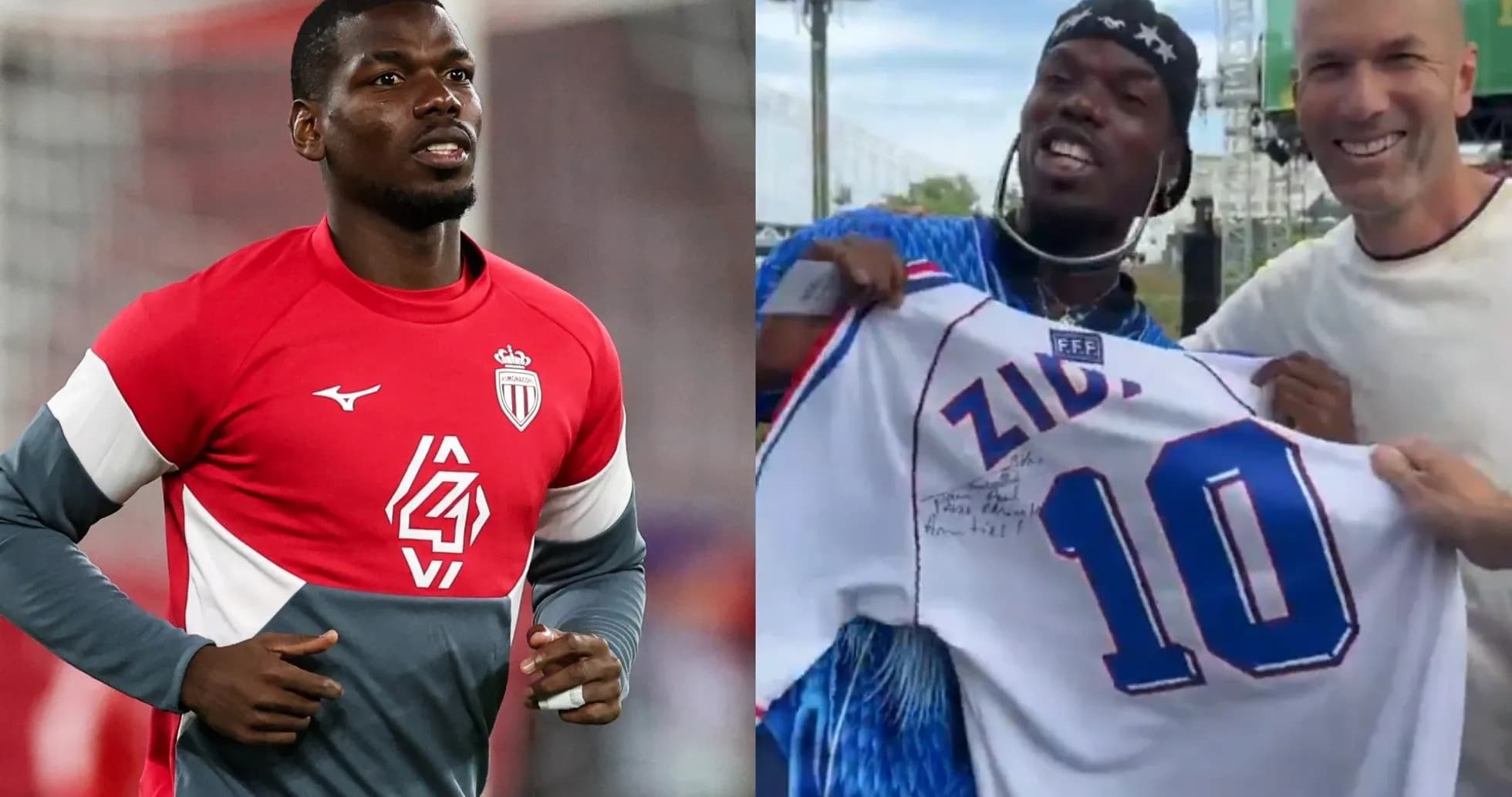 Futbolçu Paul Pogba məşq edərkən və Zidane ilə Futbolçu Paul Pogba məşq edərkən və Zidane ilə