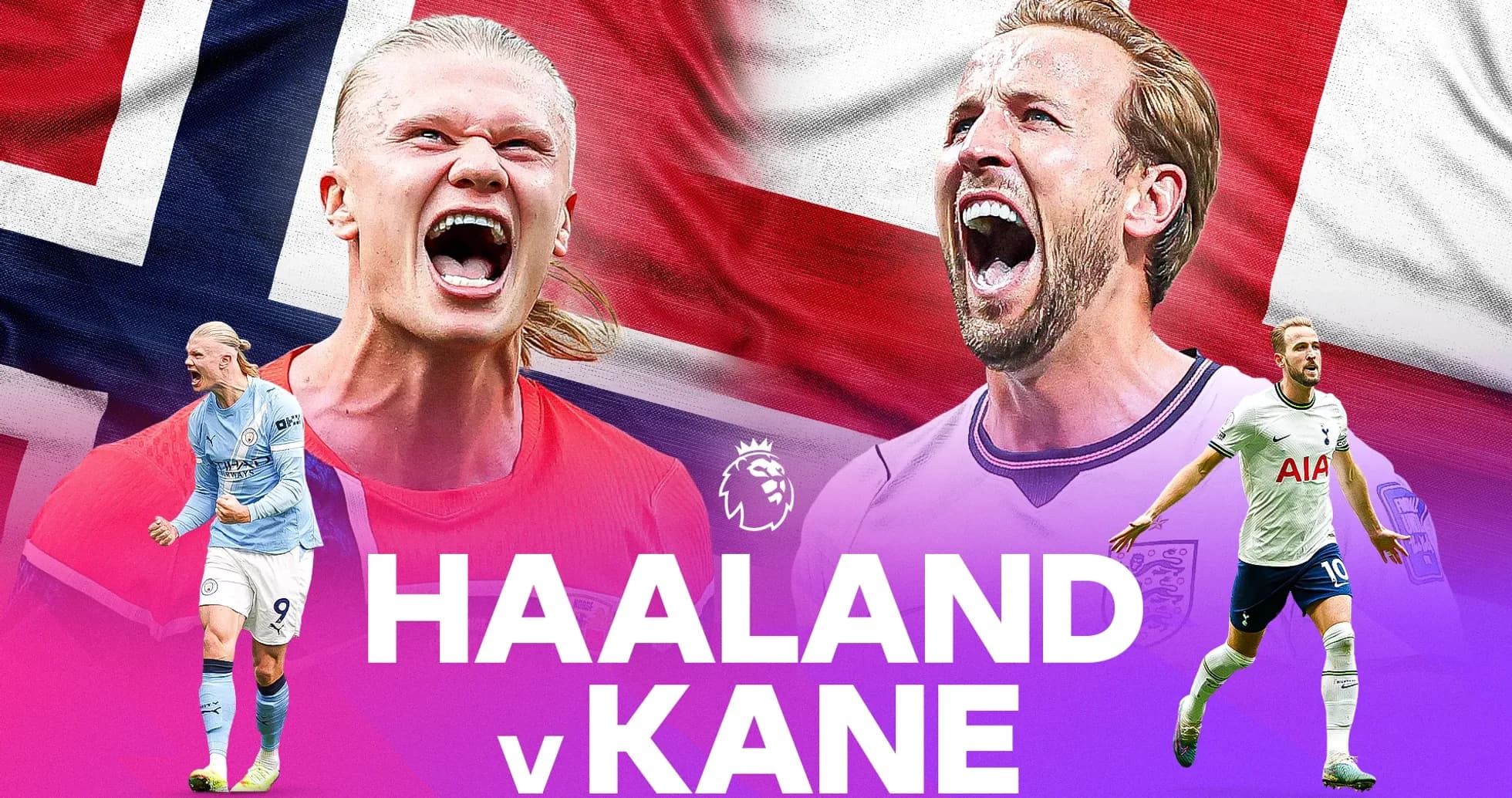 Erling Haaland and Harry Kane face-off graphic Erling Haaland and Harry Kane face-off graphic