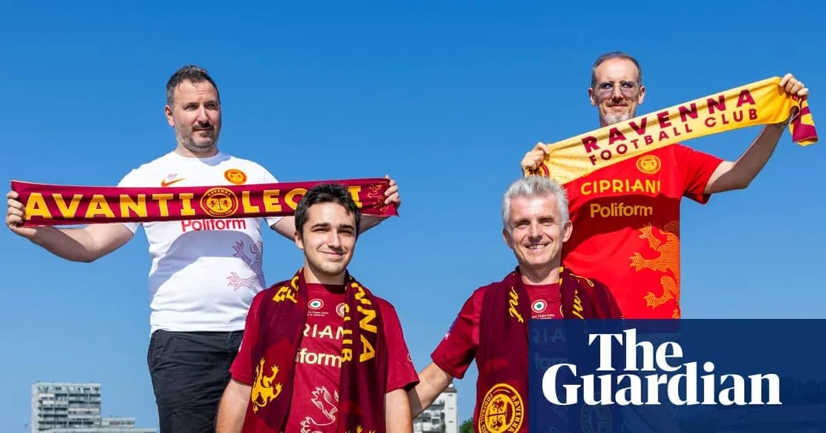 Fans displaying scarves for Ravenna Football Club Fans displaying scarves for Ravenna Football Club