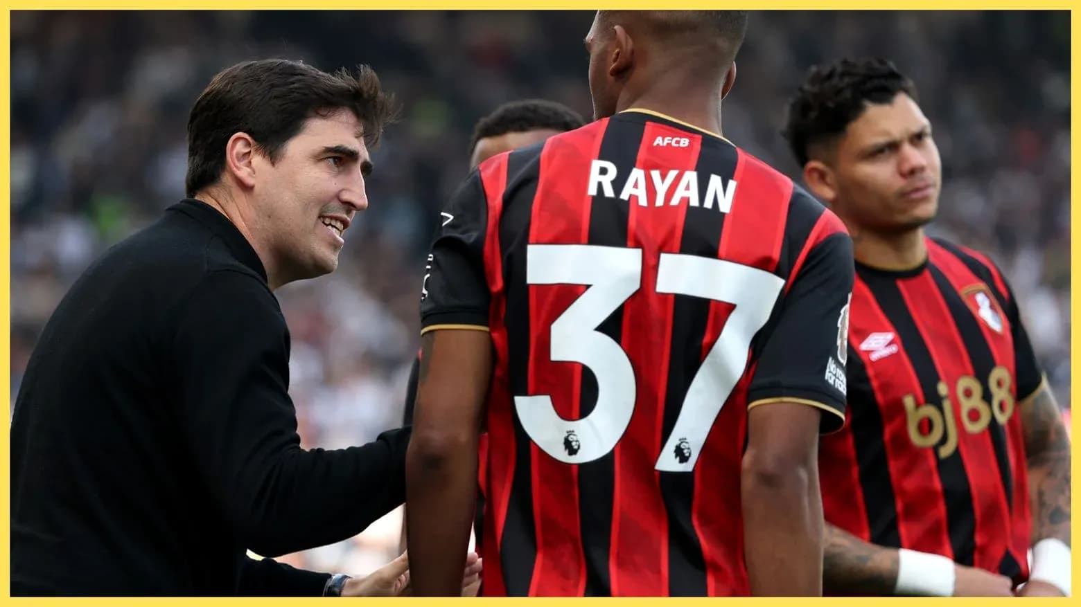 Bournemouth coach discussing strategy with players Bournemouth coach discussing strategy with players