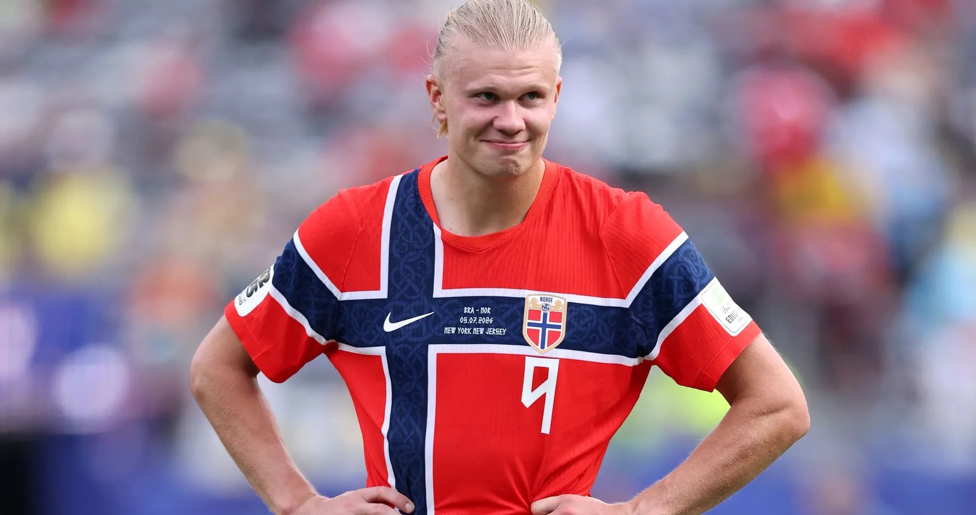 Norwegian player in red jersey during match Norwegian player in red jersey during match
