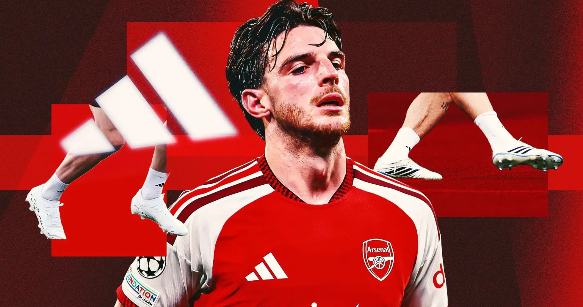 Arsenal player in red kit with Adidas logo Arsenal player in red kit with Adidas logo