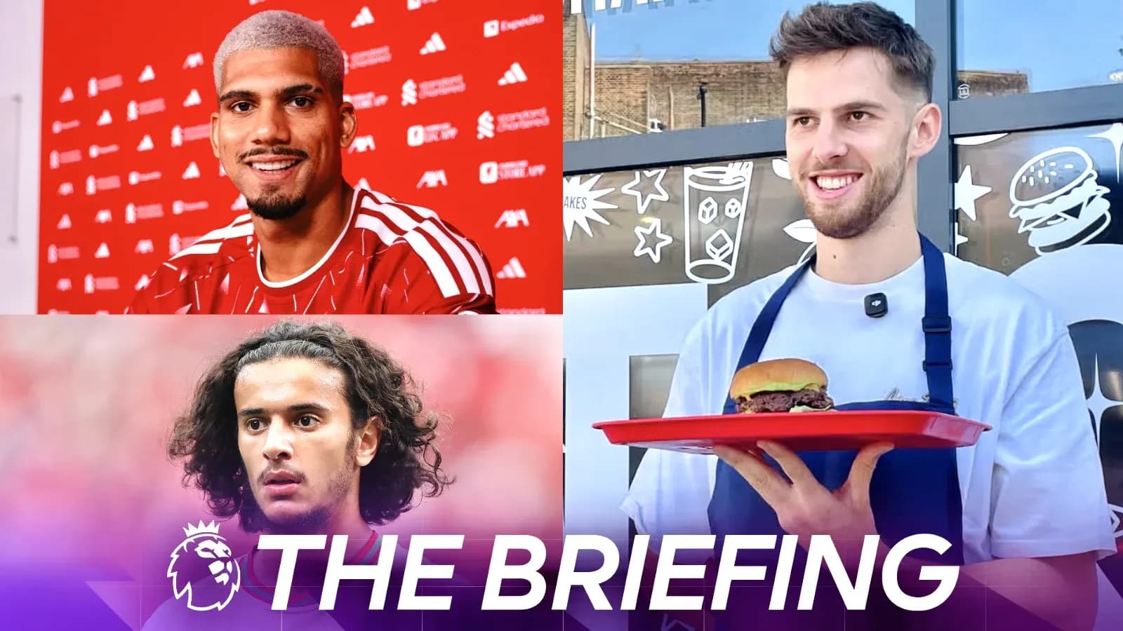 Three football players in various activities Three football players in various activities