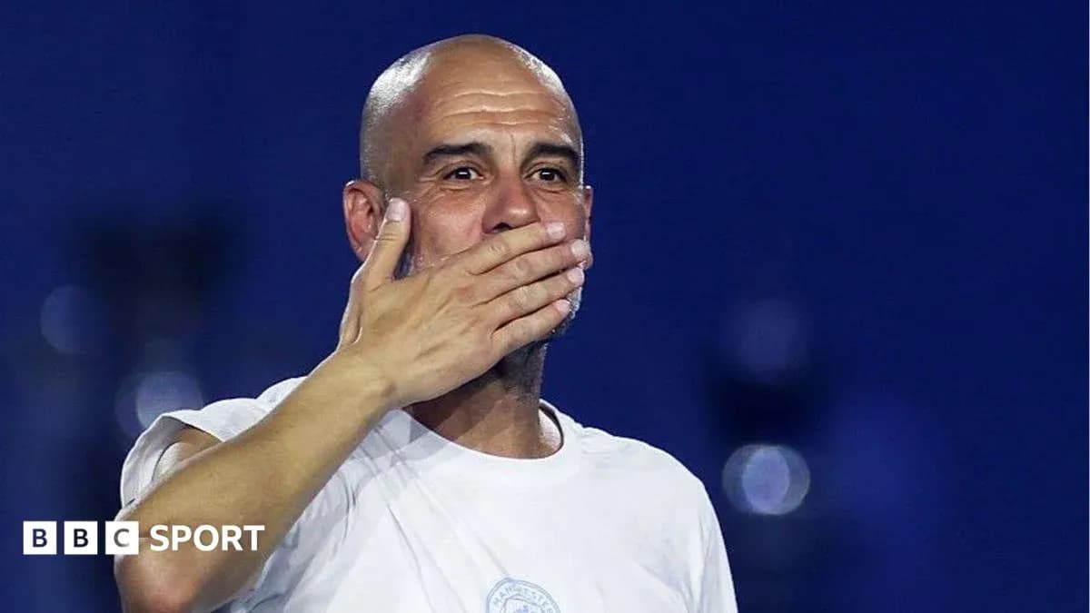 Manager gesturing during post-match celebration Manager gesturing during post-match celebration