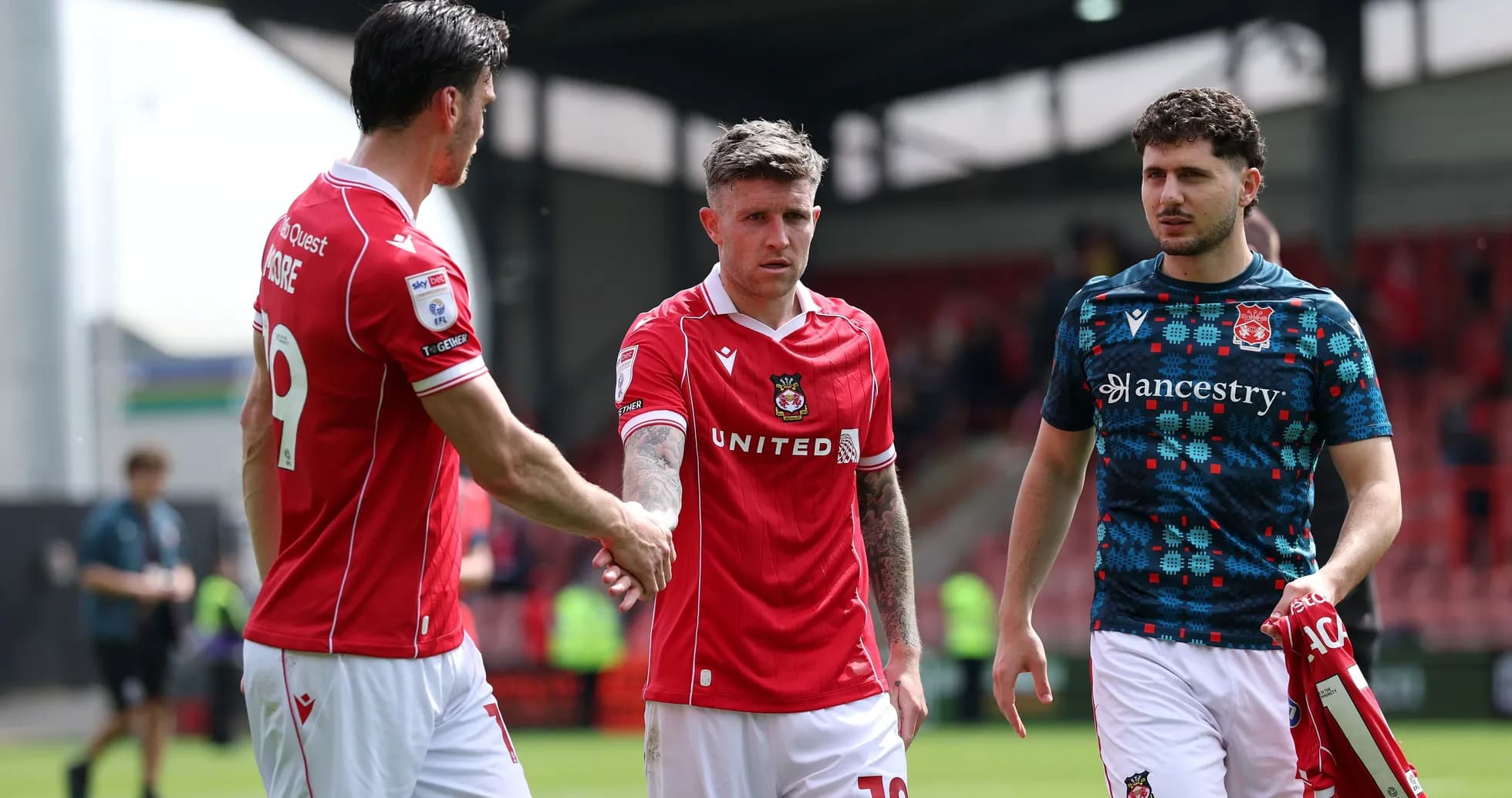 Wrexham players shaking hands after the match Wrexham players shaking hands after the match