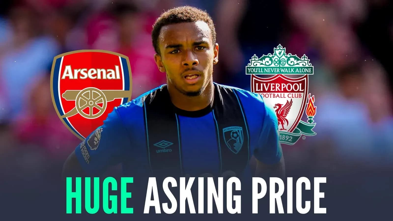 Bournemouth player with Arsenal and Liverpool logos Bournemouth player with Arsenal and Liverpool logos