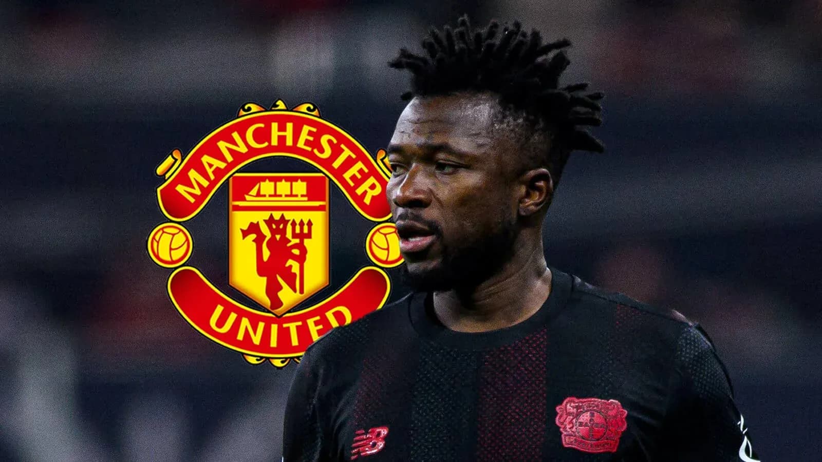 Futbolçu, Manchester United logosu arxa planda Futbolçu, Manchester United logosu arxa planda