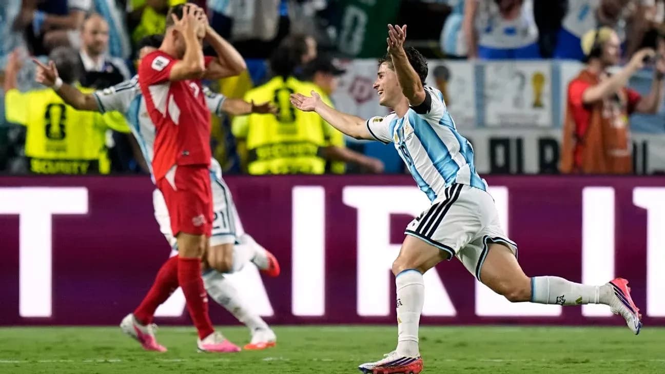 Argentina player celebrating a goal during match Argentina player celebrating a goal during match