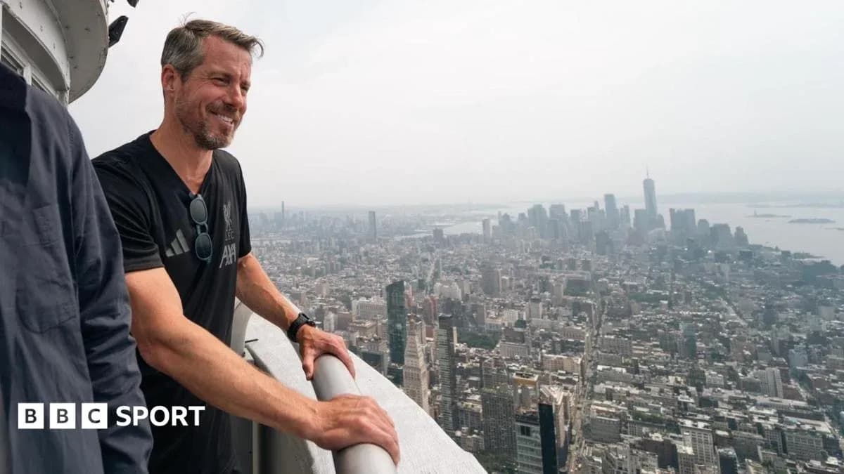 Man enjoying city view from tall building Man enjoying city view from tall building