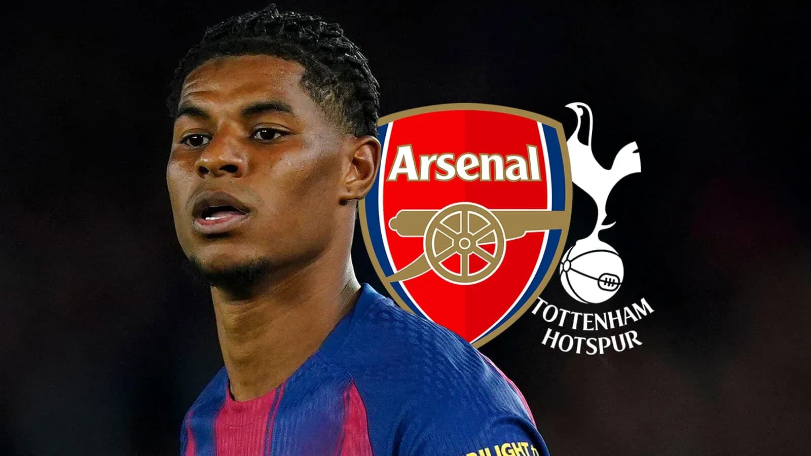 Futbolçunun Arsenal və Tottenham logoları ilə görüntüsü Futbolçunun Arsenal və Tottenham logoları ilə görüntüsü
