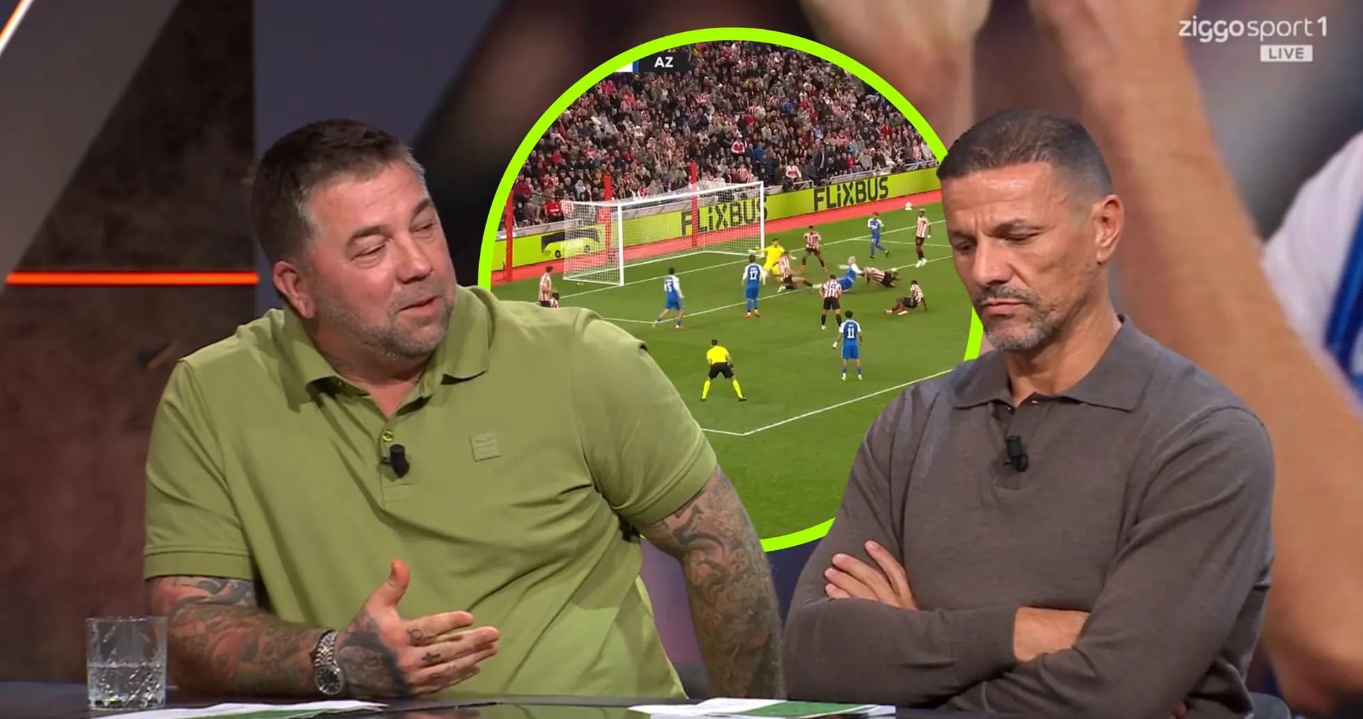 Analysts discussing match highlights on sports show Analysts discussing match highlights on sports show