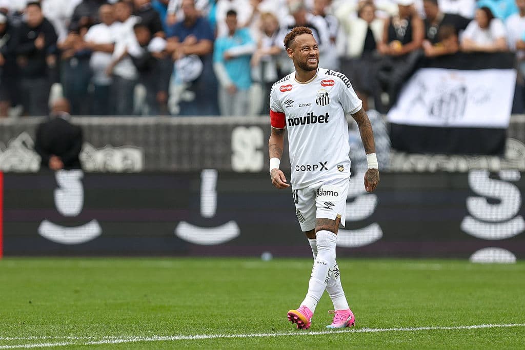 Neymar playing for Santos during a match Neymar playing for Santos during a match