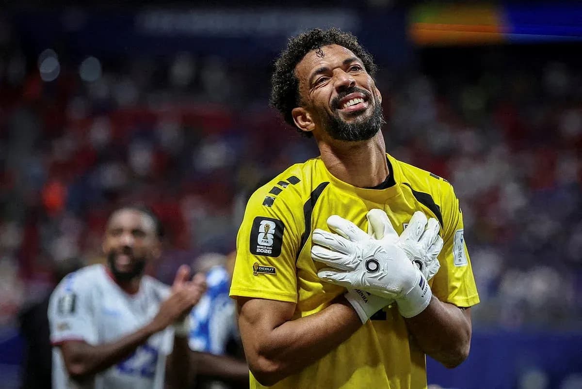 Goalkeeper celebrating after match in yellow jersey Goalkeeper celebrating after match in yellow jersey