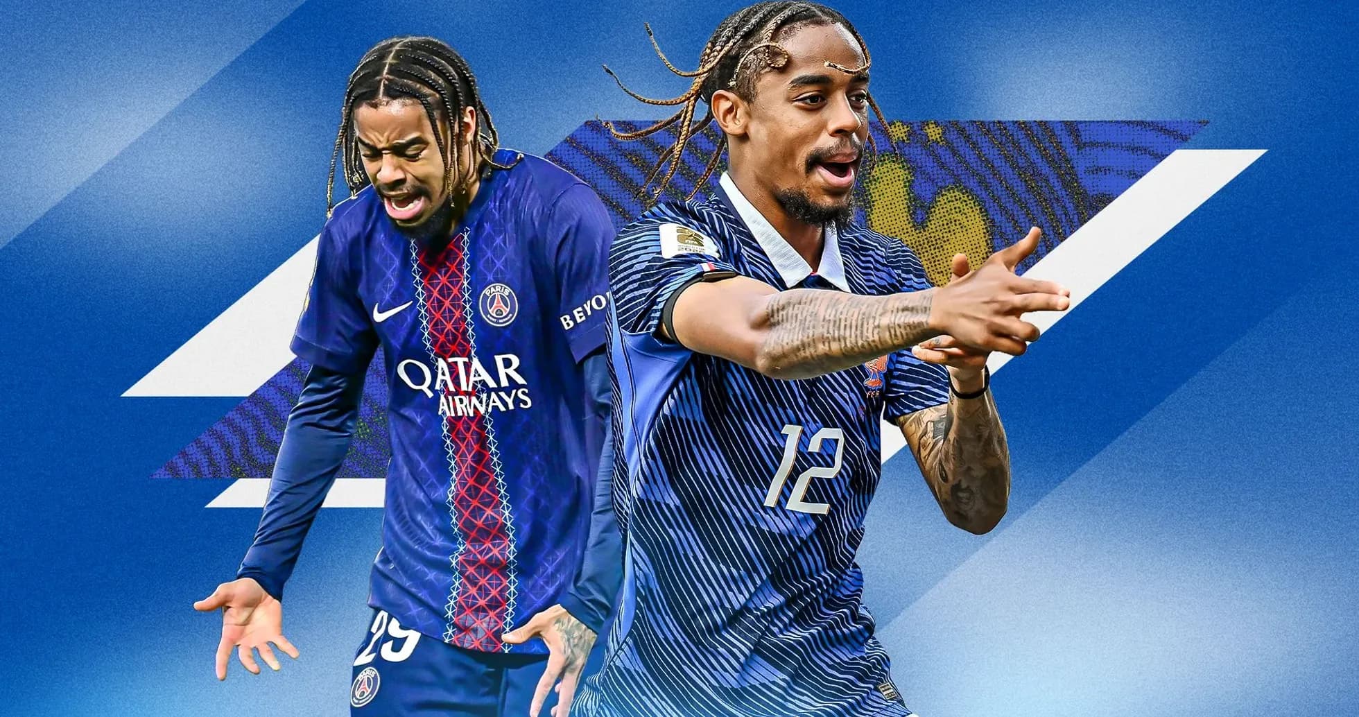 İki futbolçu PSG və milli komanda formasında İki futbolçu PSG və milli komanda formasında