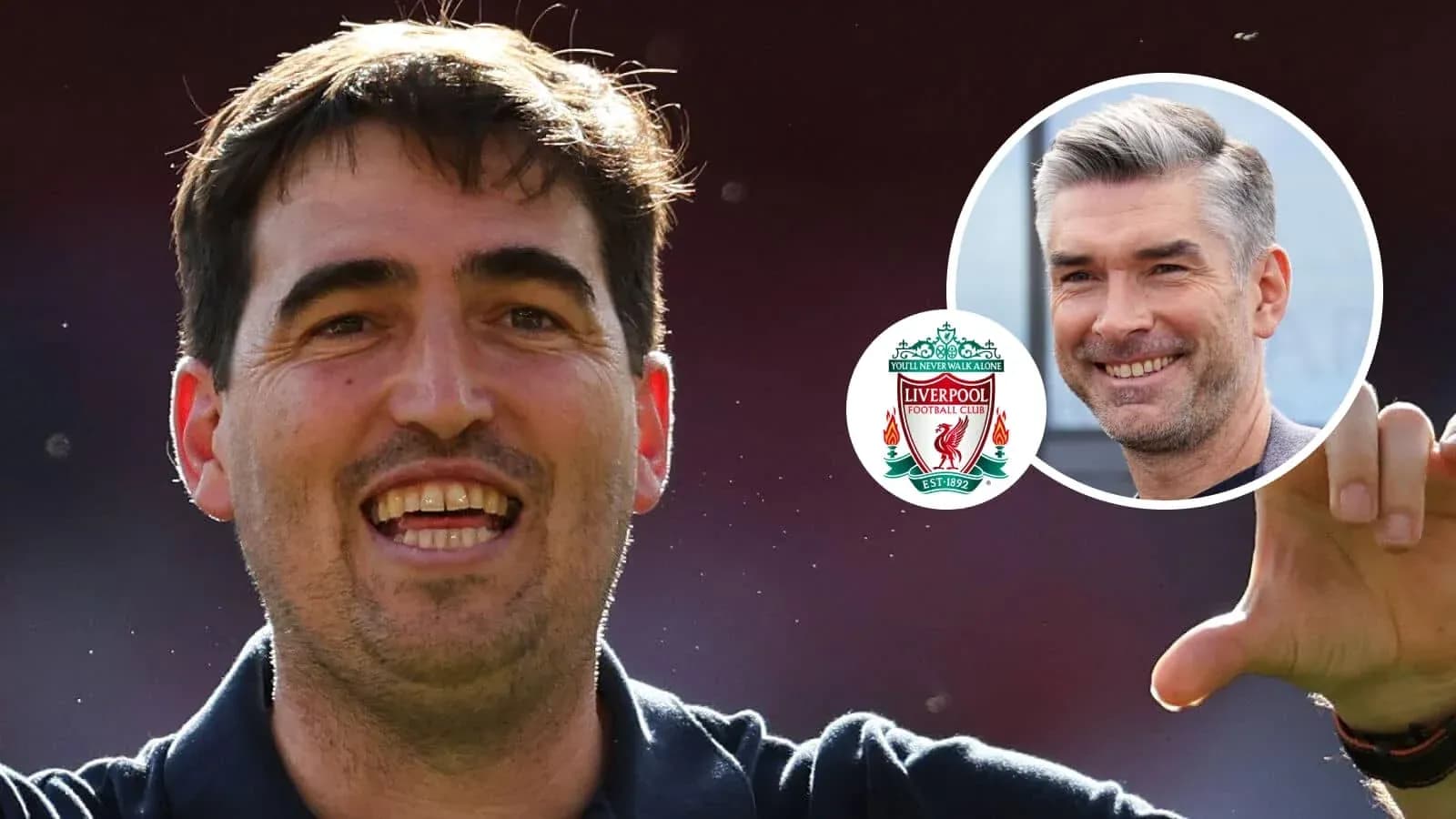 Football coach celebrating with Liverpool FC logo Football coach celebrating with Liverpool FC logo