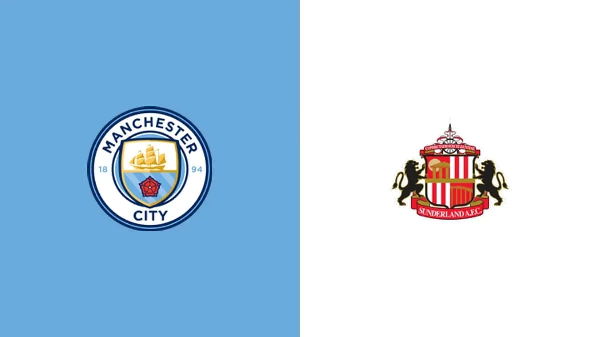 Manchester City and Sunderland AFC club logos Manchester City and Sunderland AFC club logos