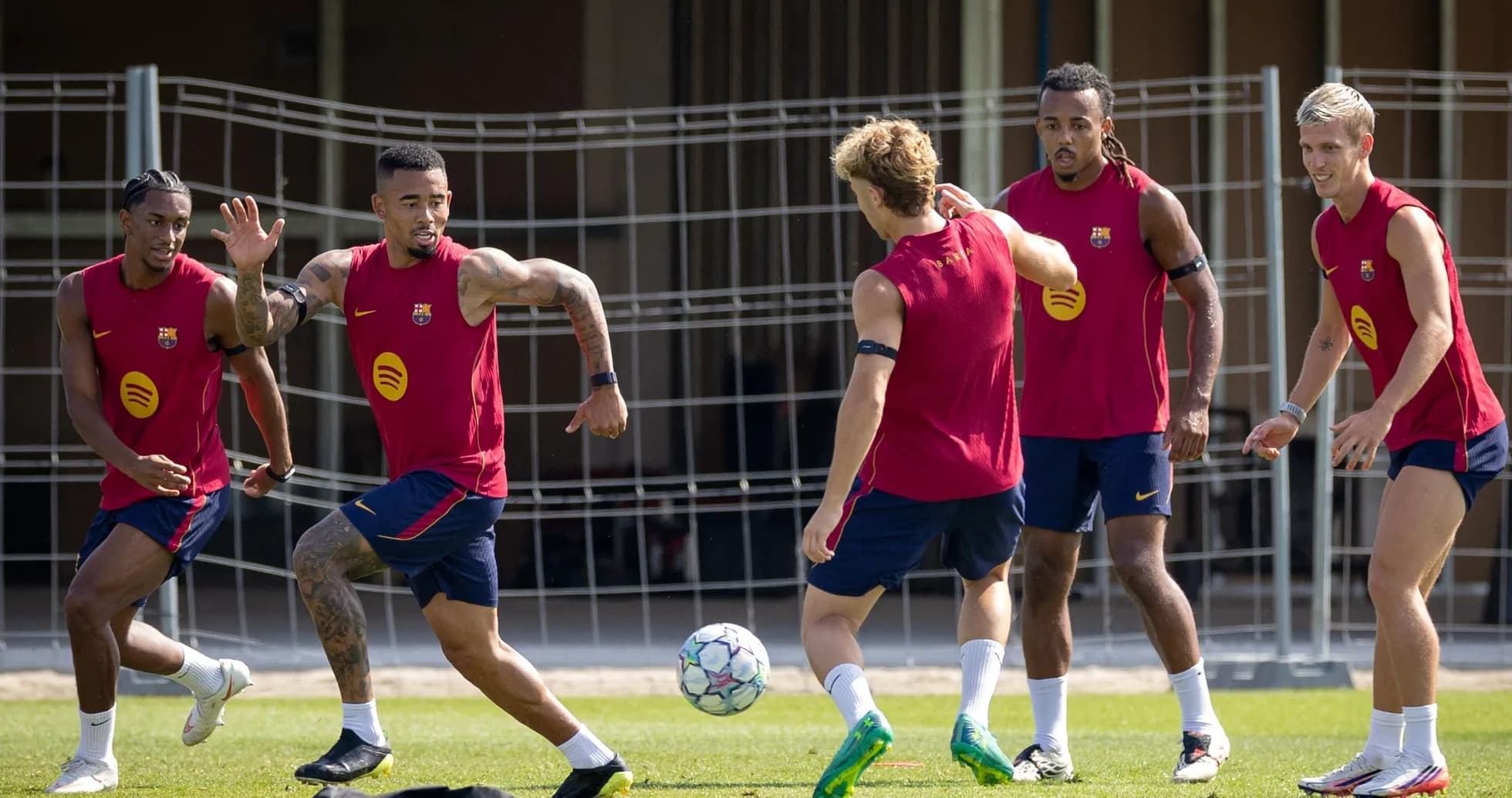 Barcelona players training and playing with a ball Barcelona players training and playing with a ball