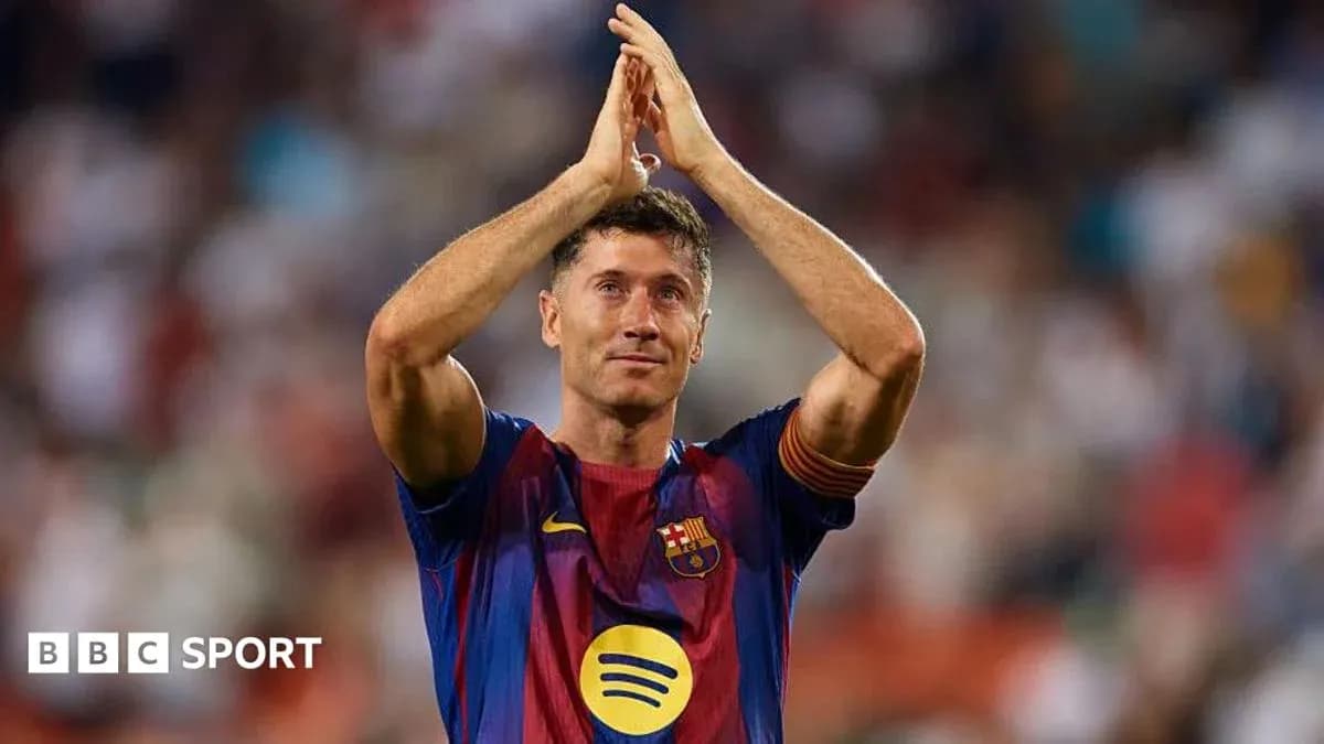 Robert Lewandowski applauding fans after match Robert Lewandowski applauding fans after match