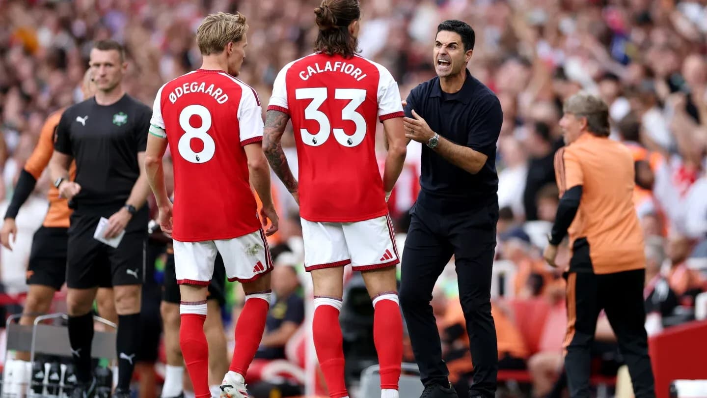 Mikel Arteta instructing players during a match Mikel Arteta instructing players during a match