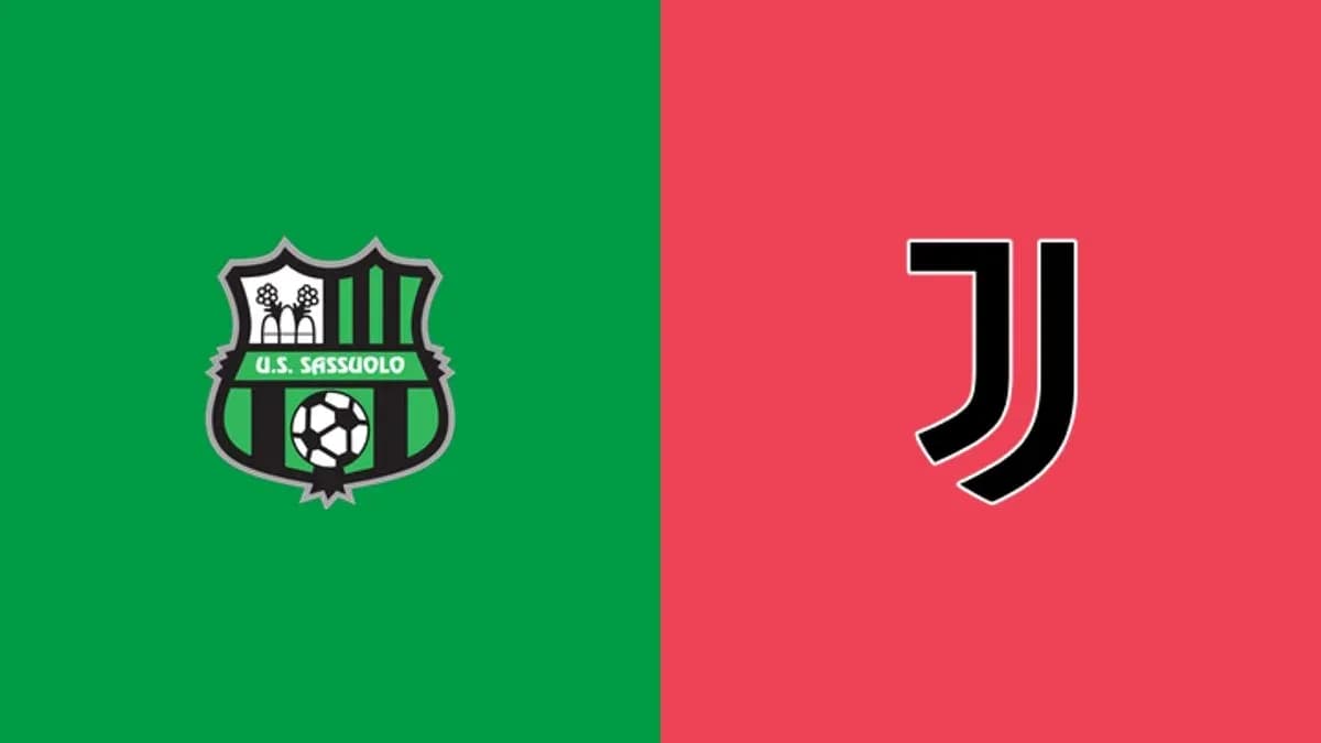 Logos of U.S. Sassuolo and Juventus on colored background Logos of U.S. Sassuolo and Juventus on colored background