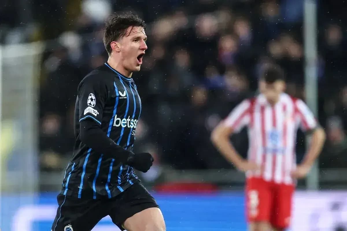 Club Brugge KV oyunçusu sevinir Club Brugge KV oyunçusu sevinir